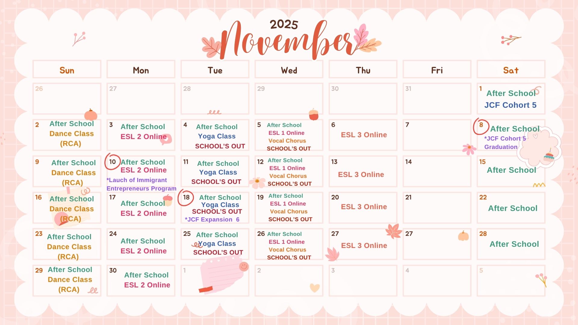 Latest Membership Activities Calendar