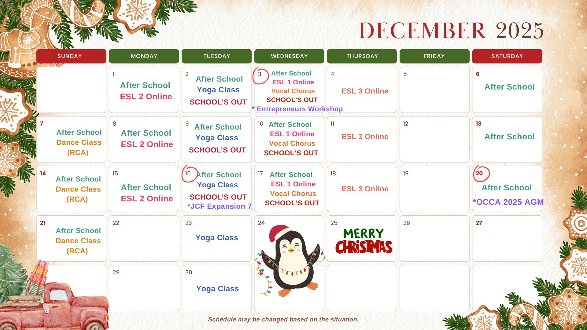 Latest Membership Activities Calendar