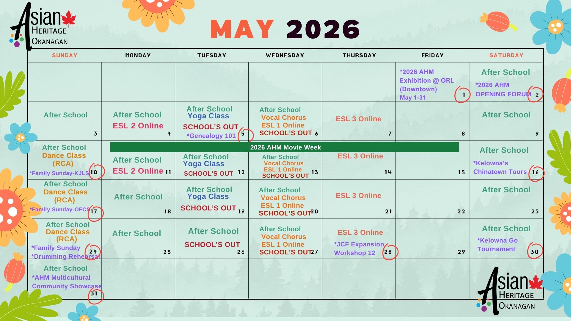 Latest Membership Activities Calendar