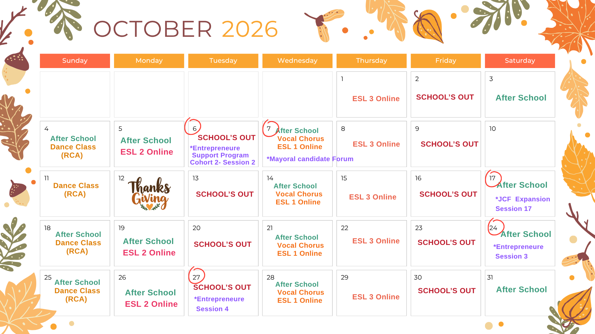 Latest Membership Activities Calendar